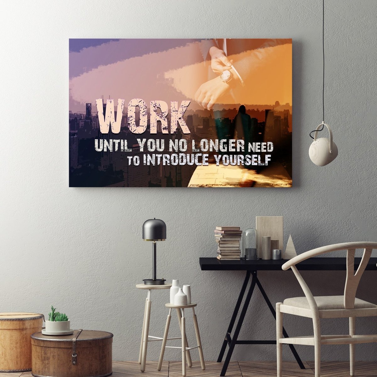 work-until-you-no-longer-need-to-introduce-yourself-framed-canvas-wall-art-955149